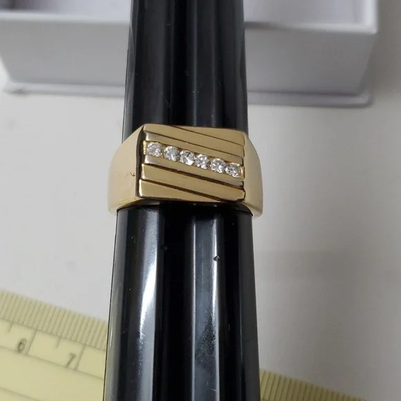 Sterling Silver 925 Channel Gold Ring - Picture 5 of 8